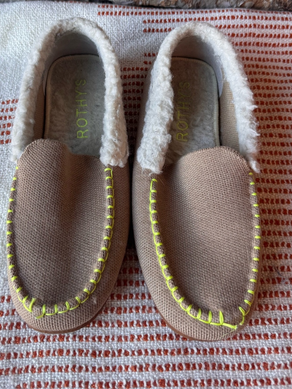 Rothy's Nutmeg Textile The Slipper Shearling Loafers Flat - Womens Size 8
